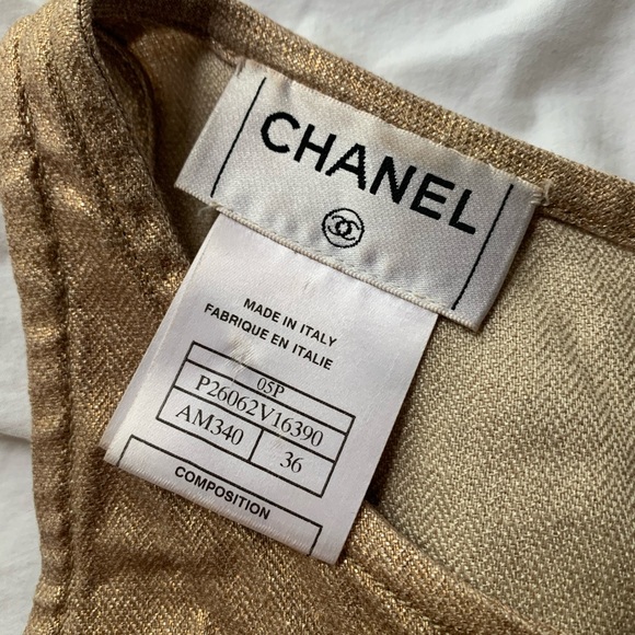 Chanel Cropped Tank Top Gold Linen/Silk Small - Picture 6 of 13